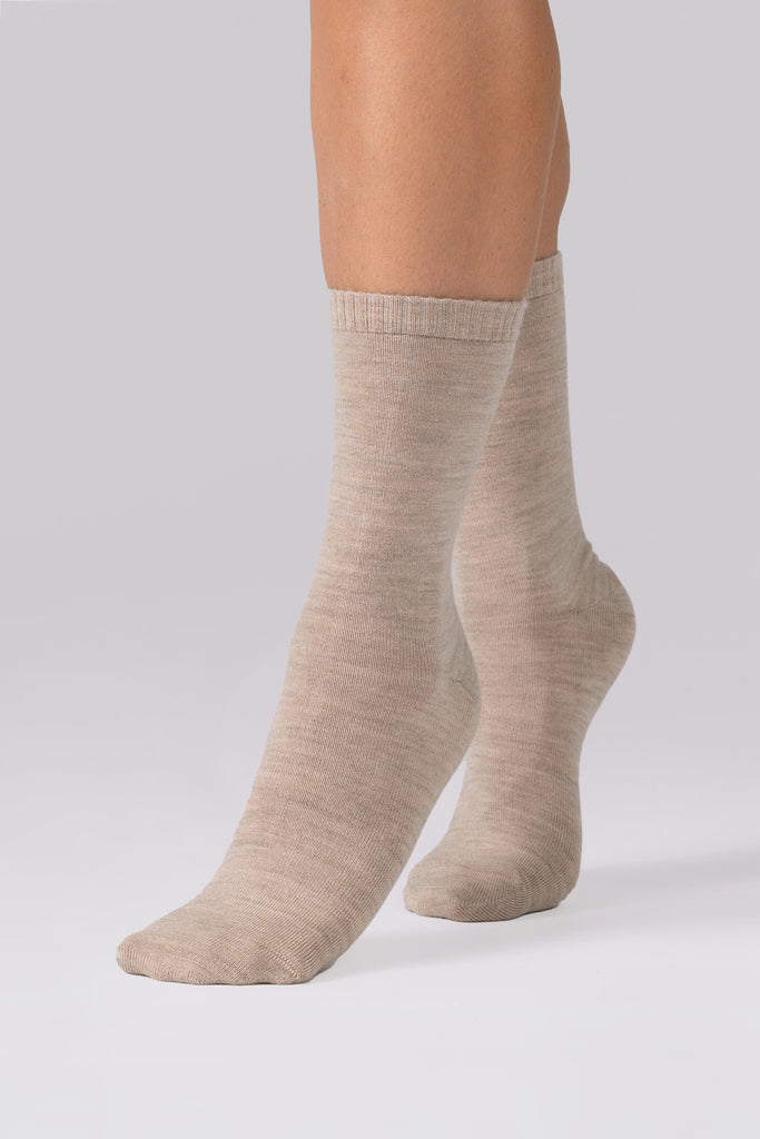 Wool Cashmere Sock - Natural
