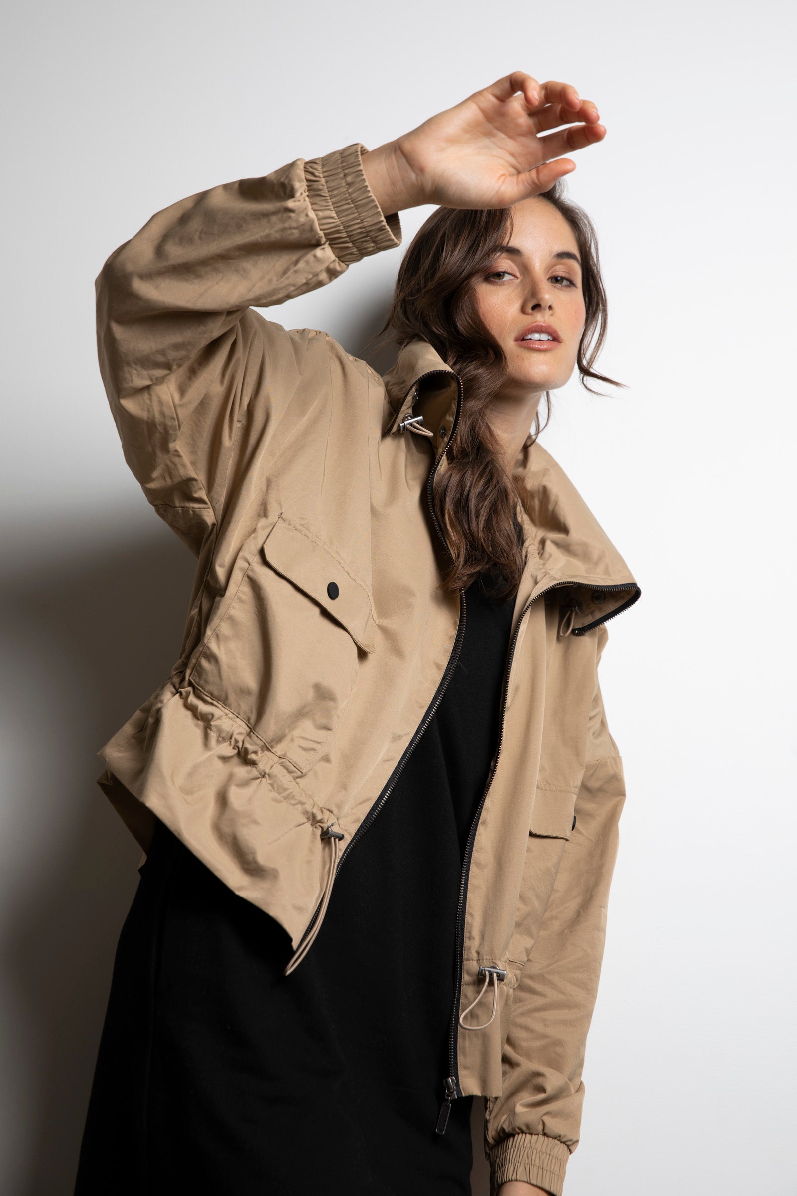 sahara/marte 【Long Tie Satin Jacket】 Women's Bomber jacket in solarised satin | Black | Diesel