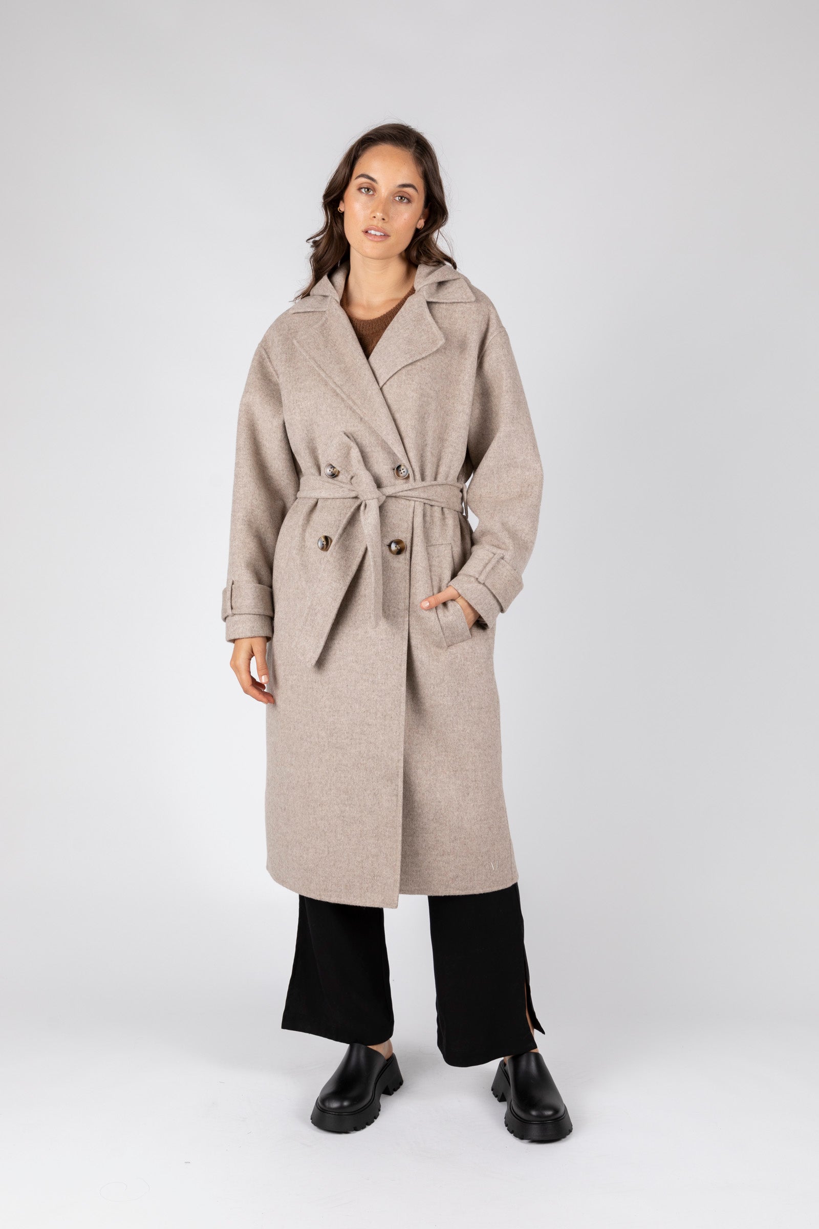 Equinox Hooded Coat - Stone | marlowstore.com