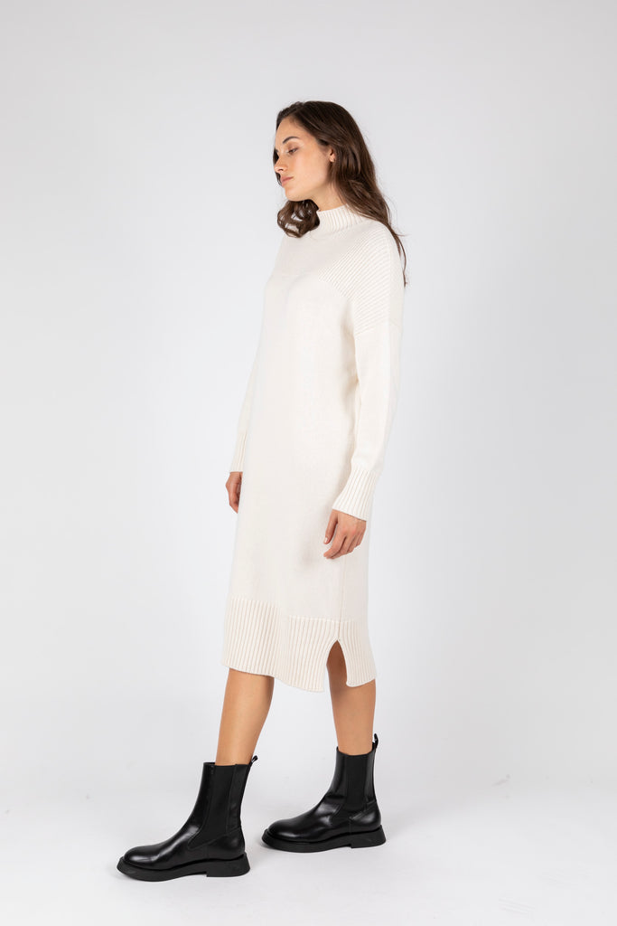 Willow Rib Panel Knit Dress - Ivory