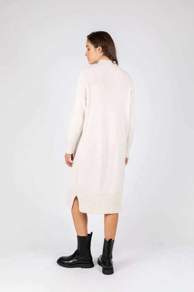 Willow Rib Panel Knit Dress - Ivory
