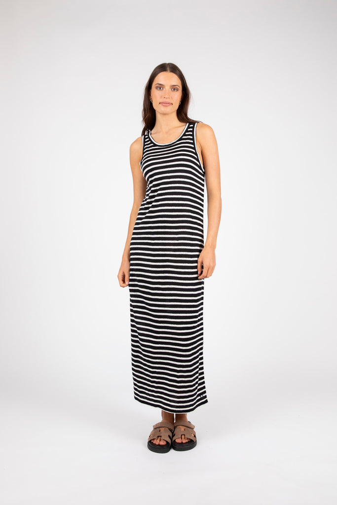 Athens Stripe Tank Dress - Black Stripe