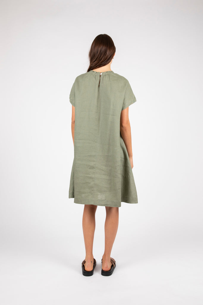 Jet Set Linen Dress - Olive