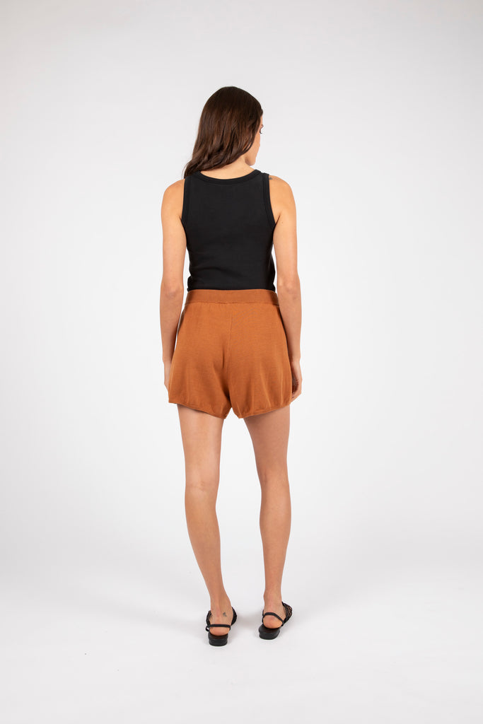 Checked Out Knit Short - Terracotta
