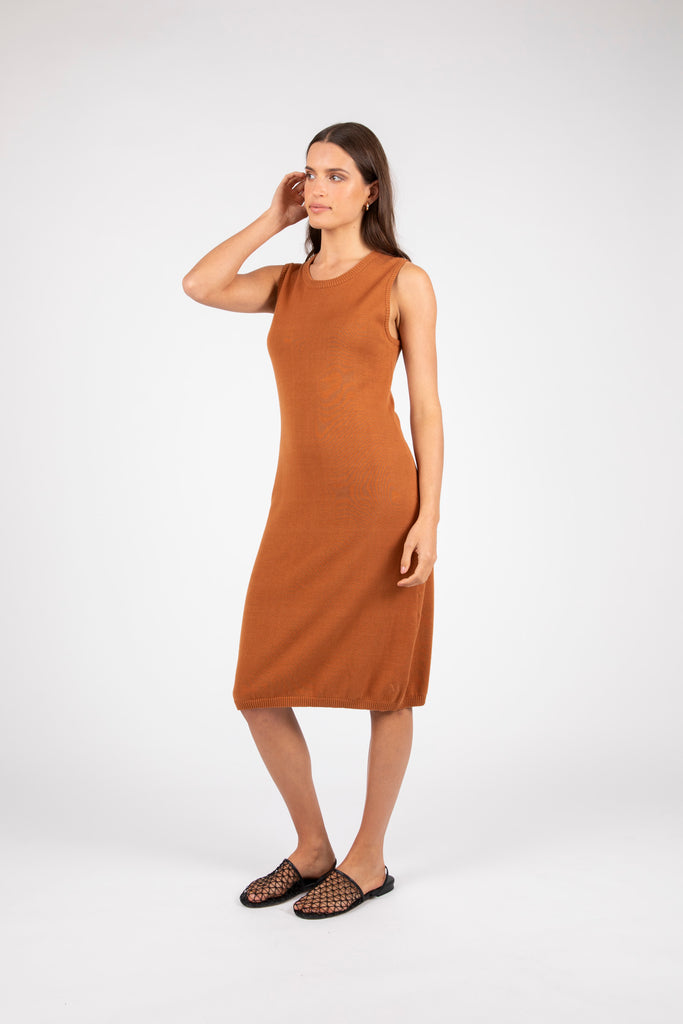 On Shore Knit Dress - Terracotta