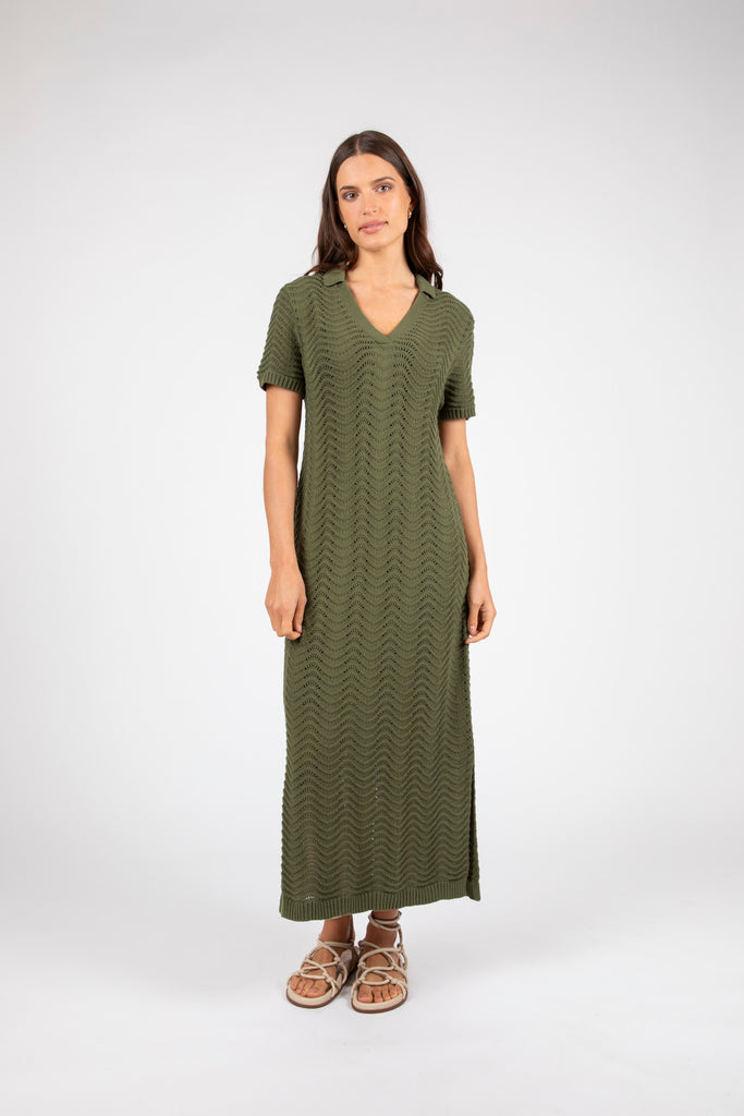 cypress knit dress Palmer Polo Mesh Knit Dress - Cypress