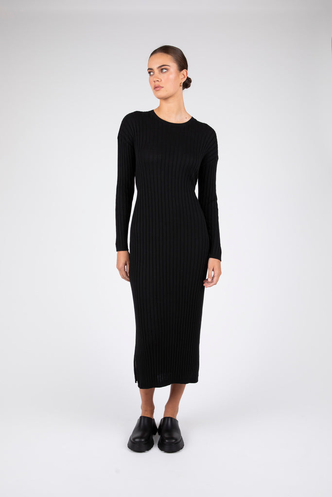 maxi black sweater dress Day Time Knit Maxi - Black