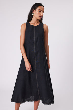 Florence Linen Dress - Black