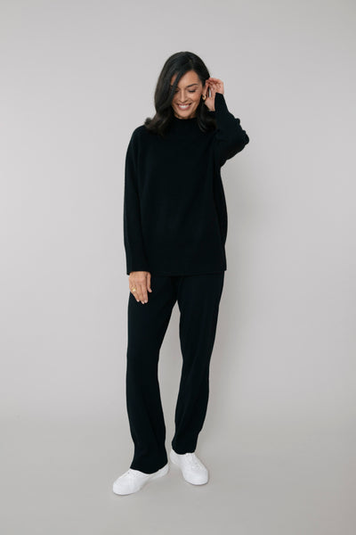 Cashmere Funnel Neck - Obsidian | marlowstore.com