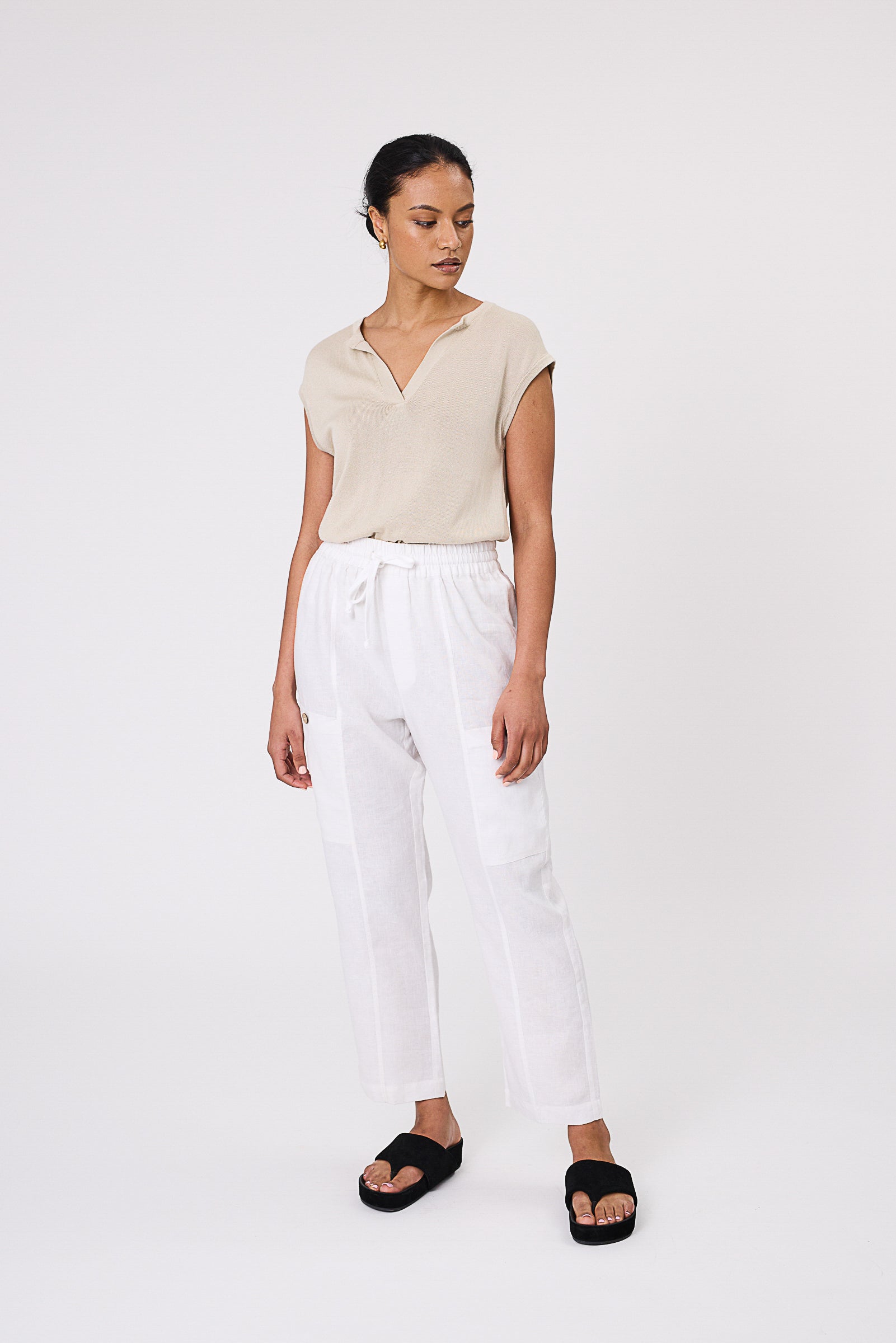 Paradise Linen Pant - White | marlowstore.com