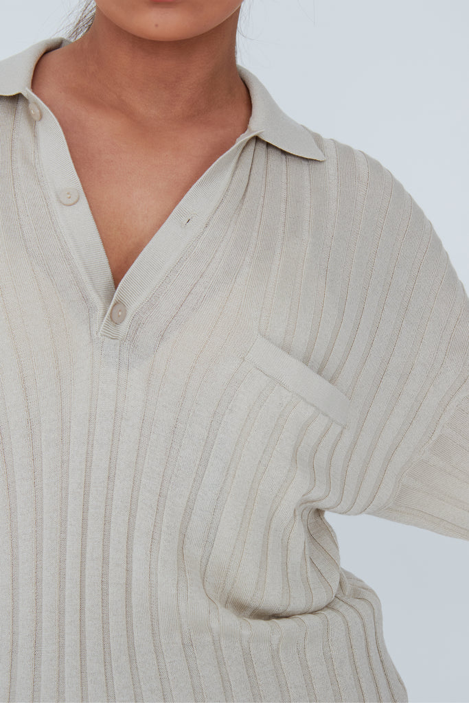 Allure Knit Polo - Natural