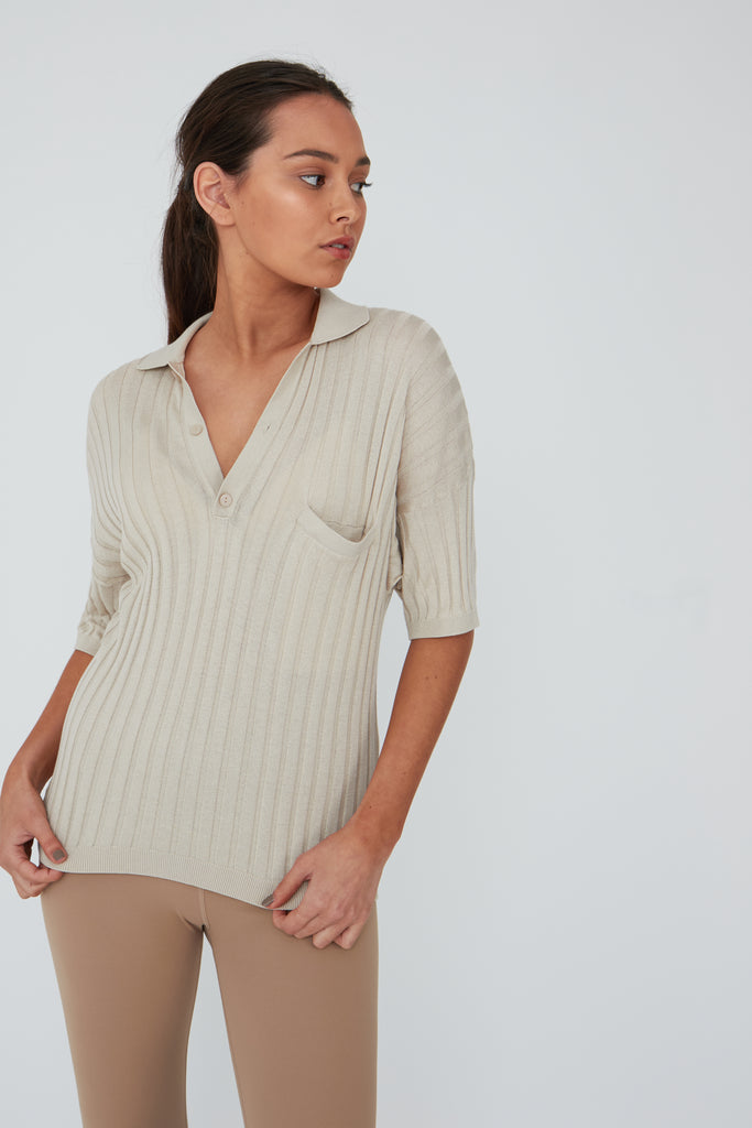 Allure Knit Polo - Natural