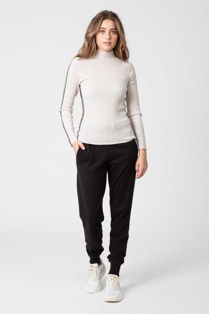 Elements Side Stripe Sweater - Oatmeal Marle