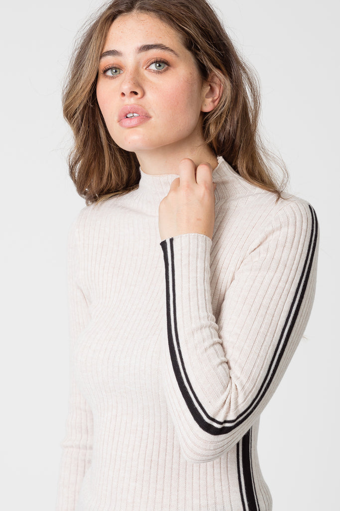 Elements Side Stripe Sweater - Oatmeal Marle