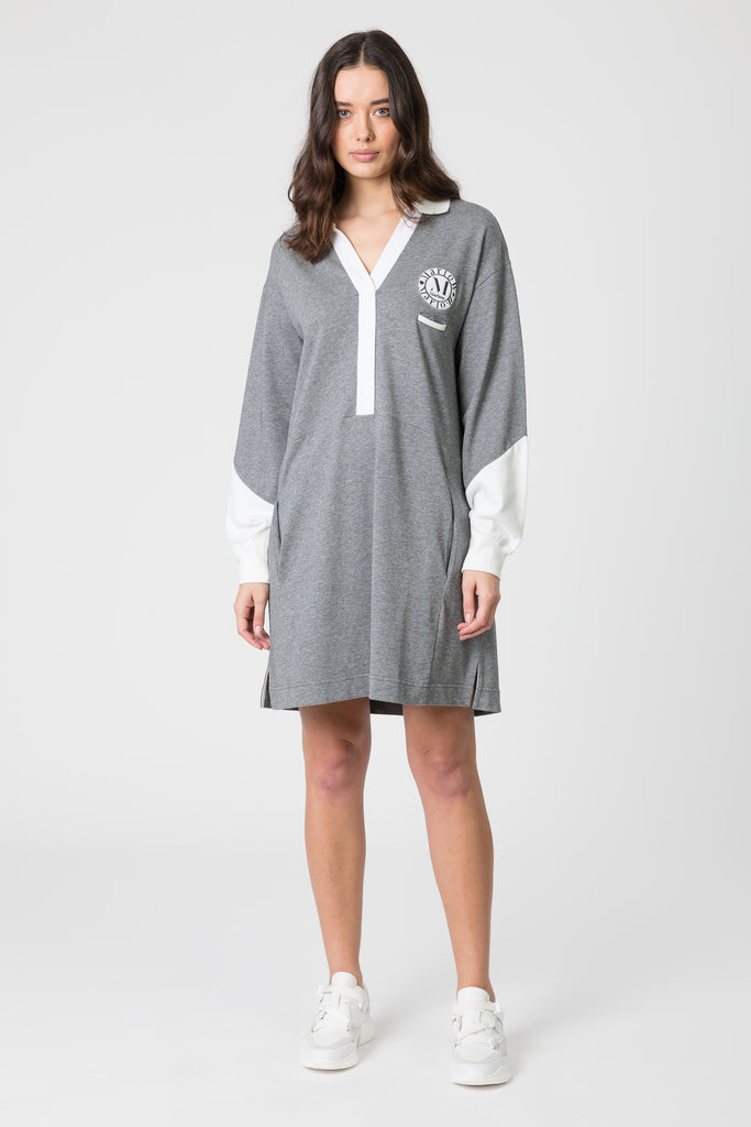 Series Rugby Dress - Grey/White