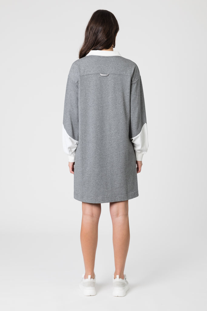 Series Rugby Dress - Grey/White