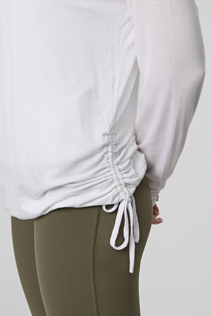 Ace LS Drawcord Top - White