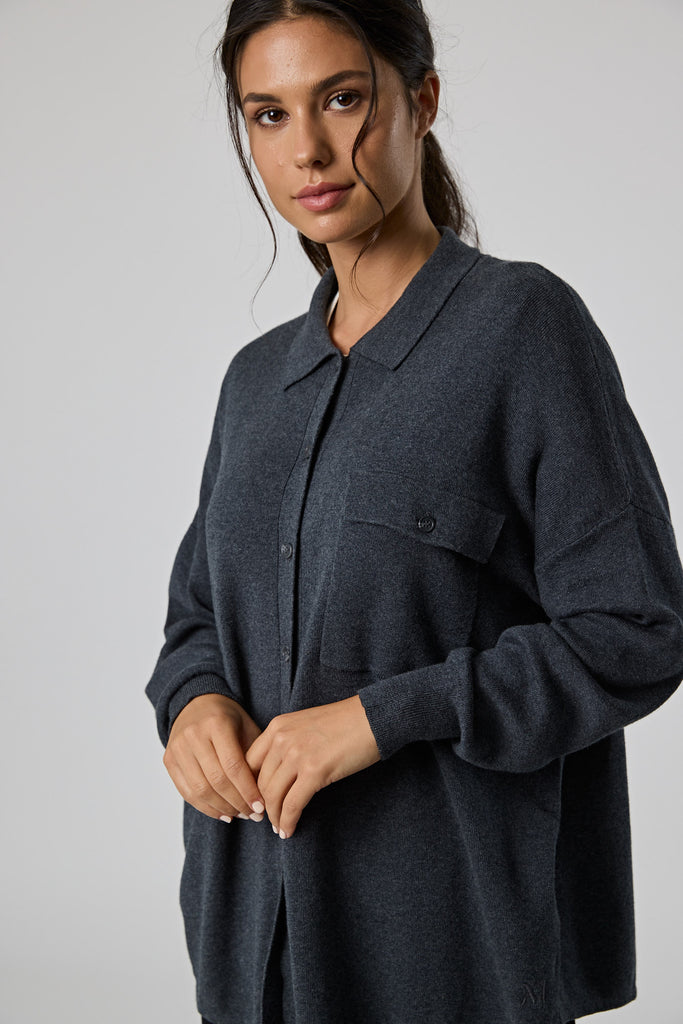 Frame Knit Shirt - Carbon Marle