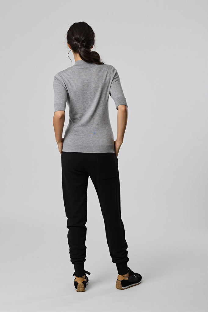 Funnel Neck S/S Tee - Grey Marle