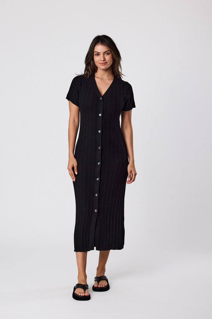 Poolside Maxi Knit Dress - Black