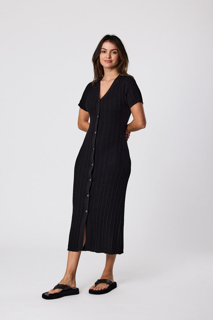 Poolside Maxi Knit Dress - Black