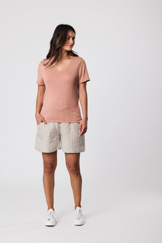 Castaway Knit Tee - Coral