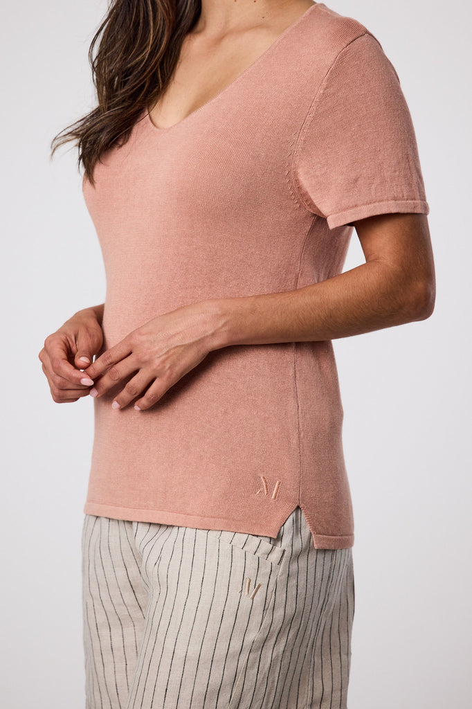 Castaway Knit Tee - Coral