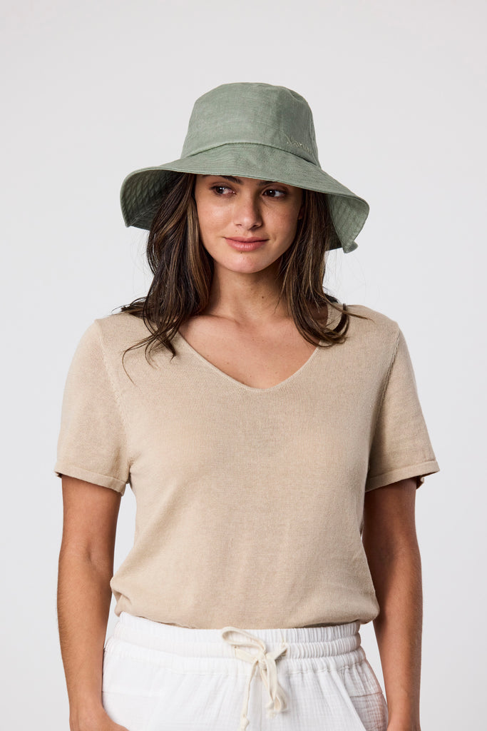 Linen Bucket Hat - Sage