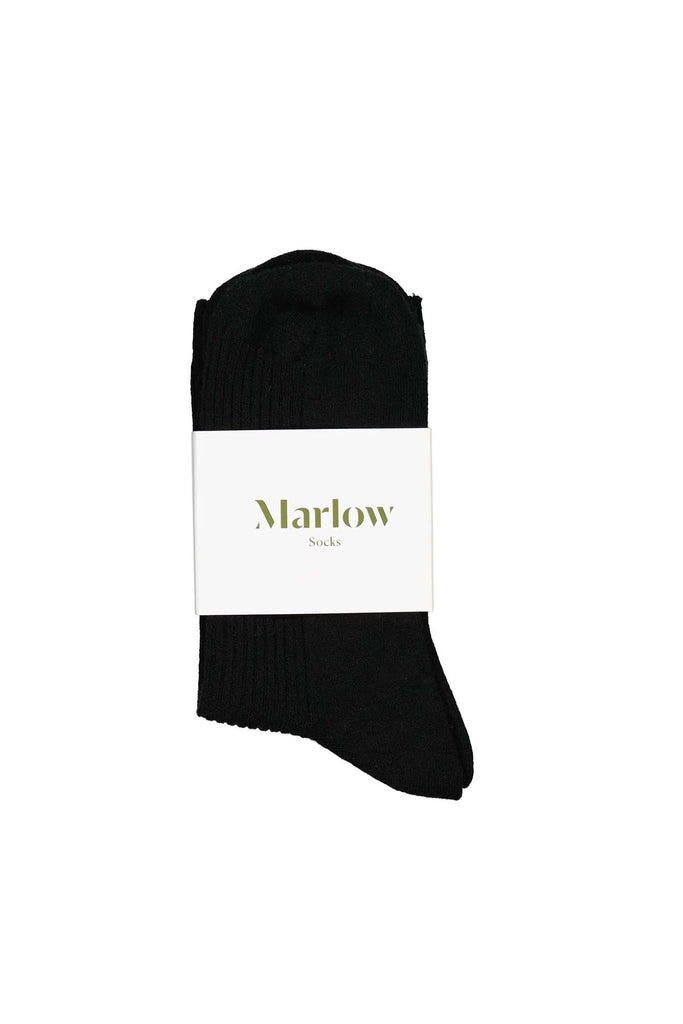 Ribbed Wool Cashmere Sock - Black